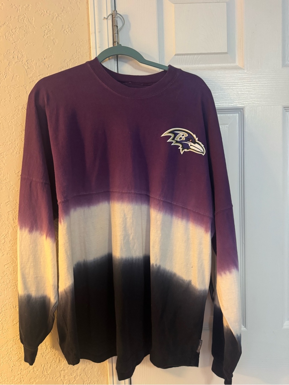 Fanatics Purple White Black Tie-Dye Long Sleeve Shirt Baltimore Ravens